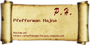 Pfefferman Hajna névjegykártya